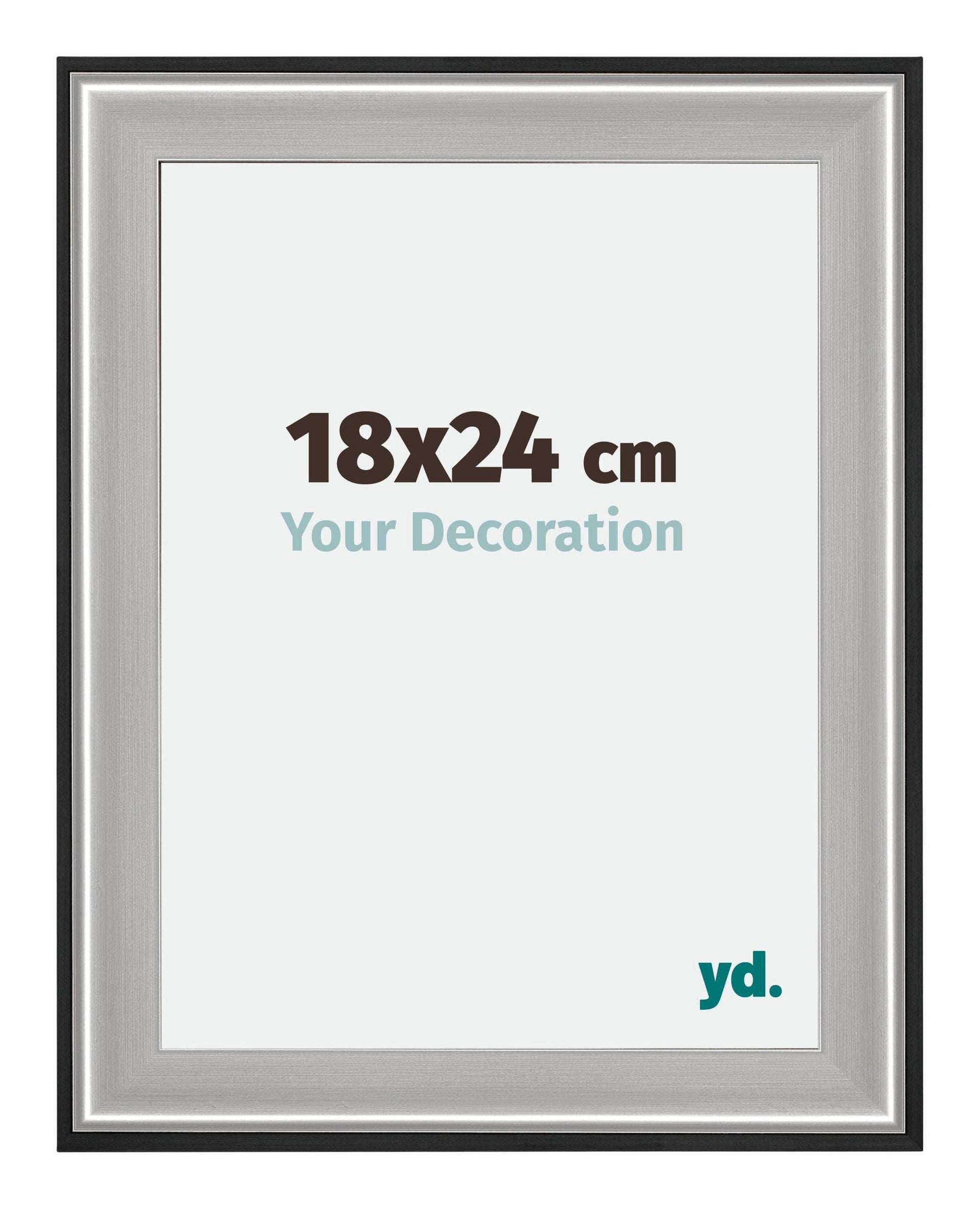 Birmingham Wooden Photo Frame 18x24cm Black Silver gepolijst Size | Yourdecoration.com