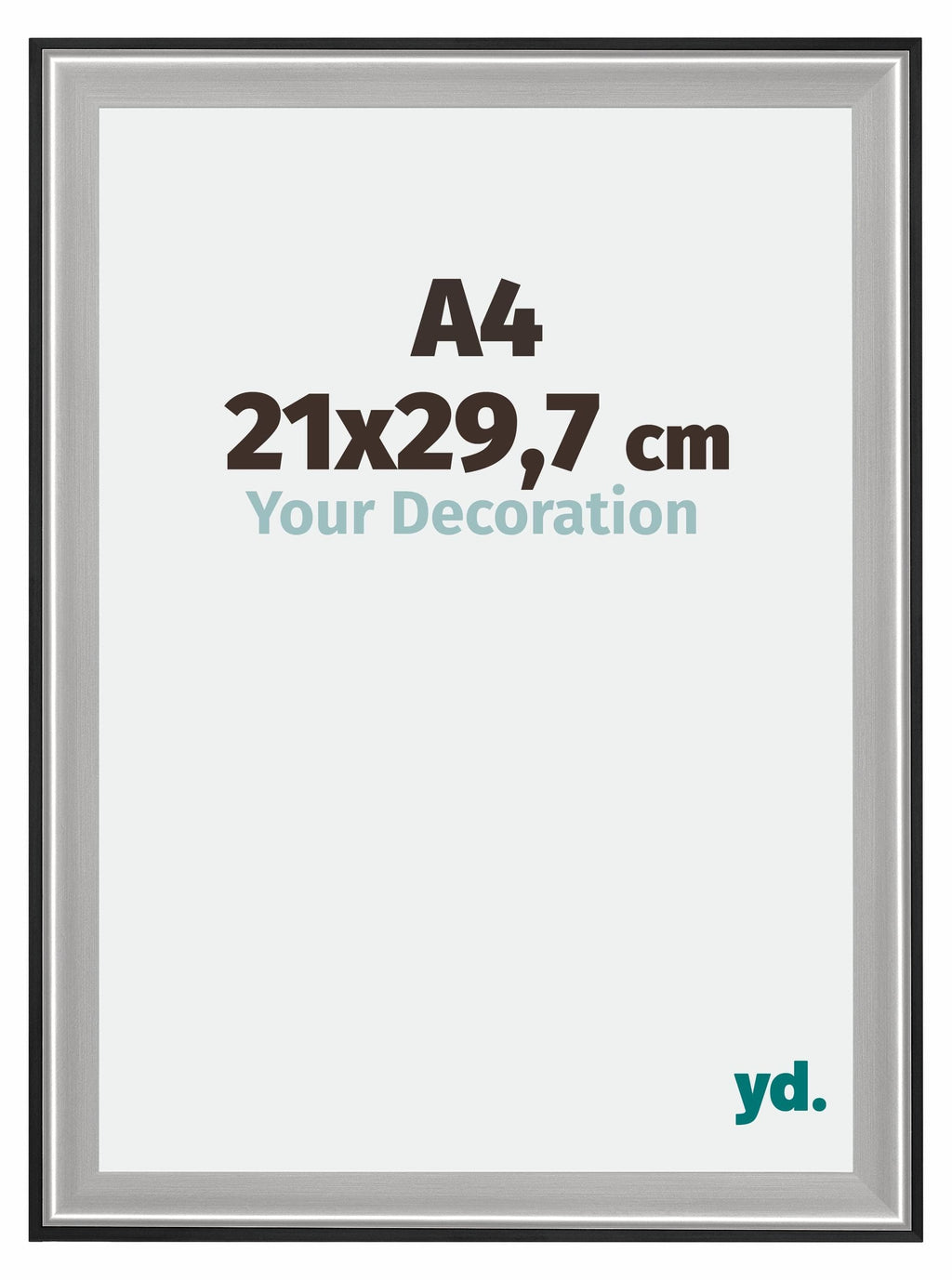 Birmingham Wooden Photo Frame 21x29 7cm A4 Black Silver gepolijst Size | Yourdecoration.com