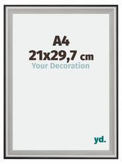 Birmingham Wooden Photo Frame 21x29 7cm A4 Black Silver gepolijst Size | Yourdecoration.com