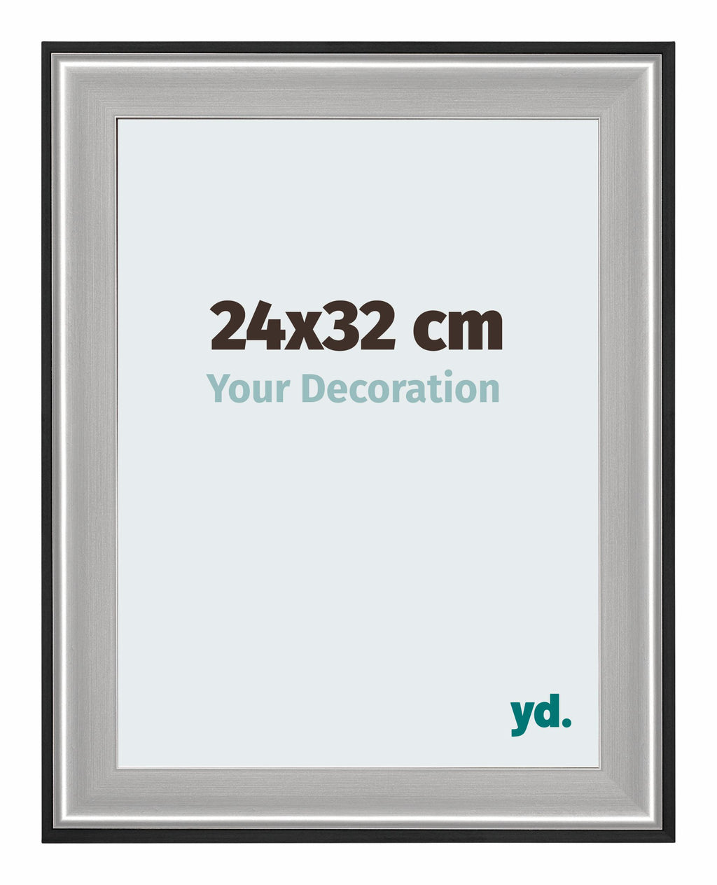 Birmingham Wooden Photo Frame 24x32cm Black Silver Polished Front Size | Yourdecoration.com