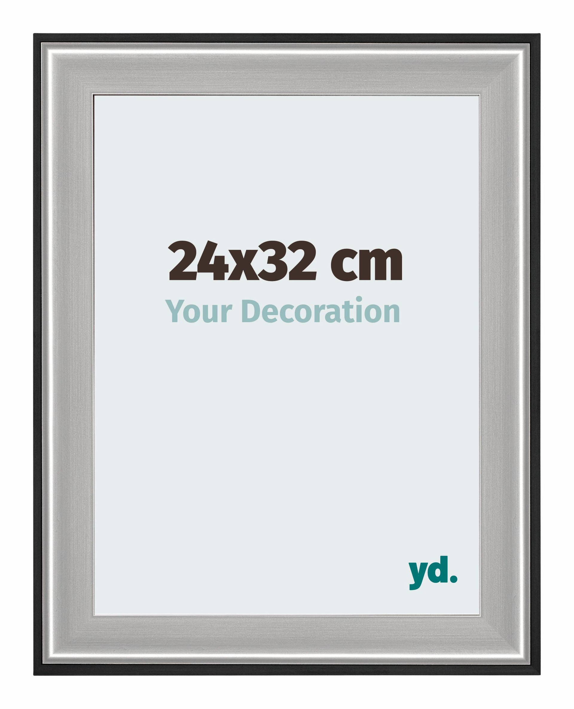 Birmingham Wooden Photo Frame 24x32cm Black Silver Polished Front Size | Yourdecoration.com