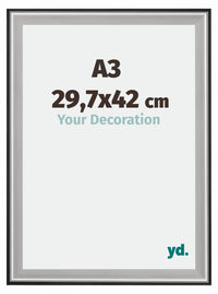 Birmingham Wooden Photo Frame 29 7x42cm A3 Black Silver gepolijst Size | Yourdecoration.com