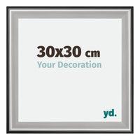 Birmingham Wooden Photo Frame 30x30cm Black Silver gepolijst Size | Yourdecoration.com