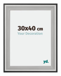 Birmingham Wooden Photo Frame 30x40cm Black Silver gepolijst Size | Yourdecoration.com