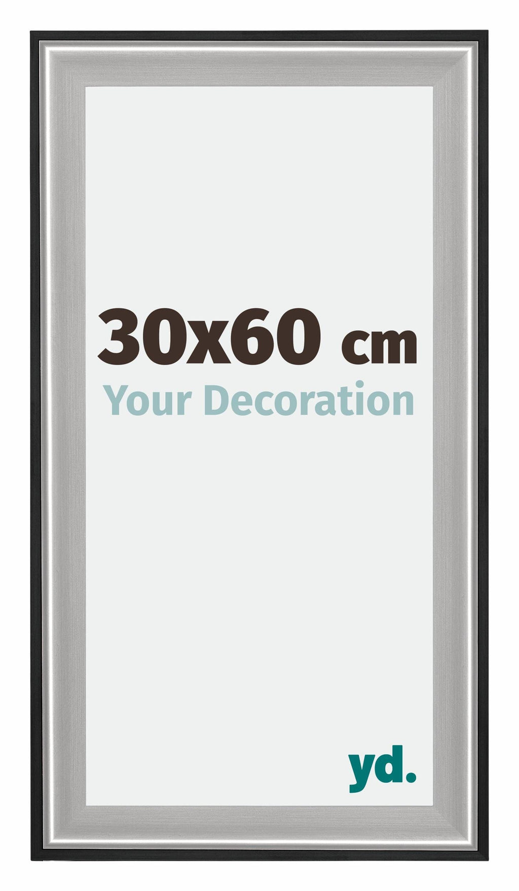 Birmingham Wooden Photo Frame 30x60cm Black Silver Gepolijst Size | Yourdecoration.com
