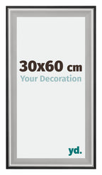 Birmingham Wooden Photo Frame 30x60cm Black Silver Gepolijst Size | Yourdecoration.com
