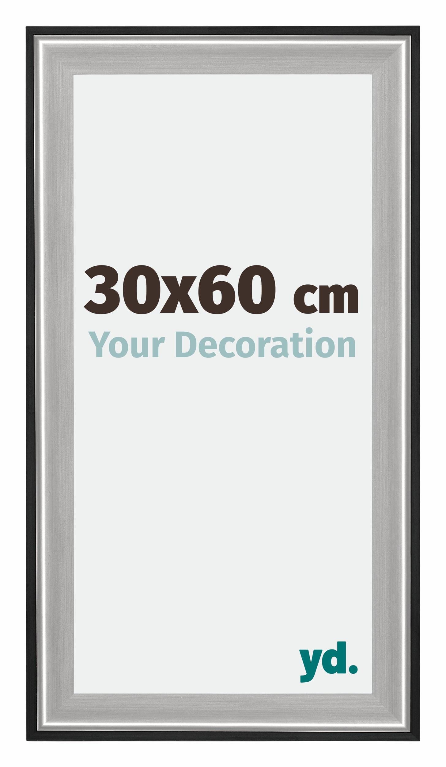 Birmingham Wooden Photo Frame 30x60cm Black Silver Gepolijst Size | Yourdecoration.com