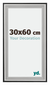 Birmingham Wooden Photo Frame 30x60cm Black Silver Gepolijst Size | Yourdecoration.com