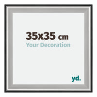 Birmingham Wooden Photo Frame 35x35cm Black Silver gepolijst Size | Yourdecoration.com