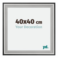 Birmingham Wooden Photo Frame 40x40cm Black Silver gepolijst Size | Yourdecoration.com