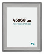 Birmingham Wooden Photo Frame 45x60cm Black Silver gepolijst Size | Yourdecoration.com