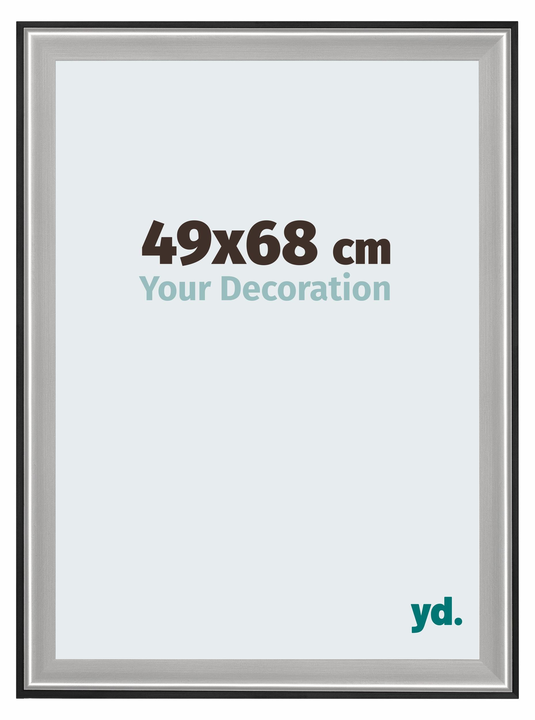 Birmingham Wooden Photo Frame 49x68cm Black Silver Polished Front Size | Yourdecoration.com