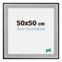 Birmingham Wooden Photo Frame 50x50cm Black Silver gepolijst Size | Yourdecoration.com