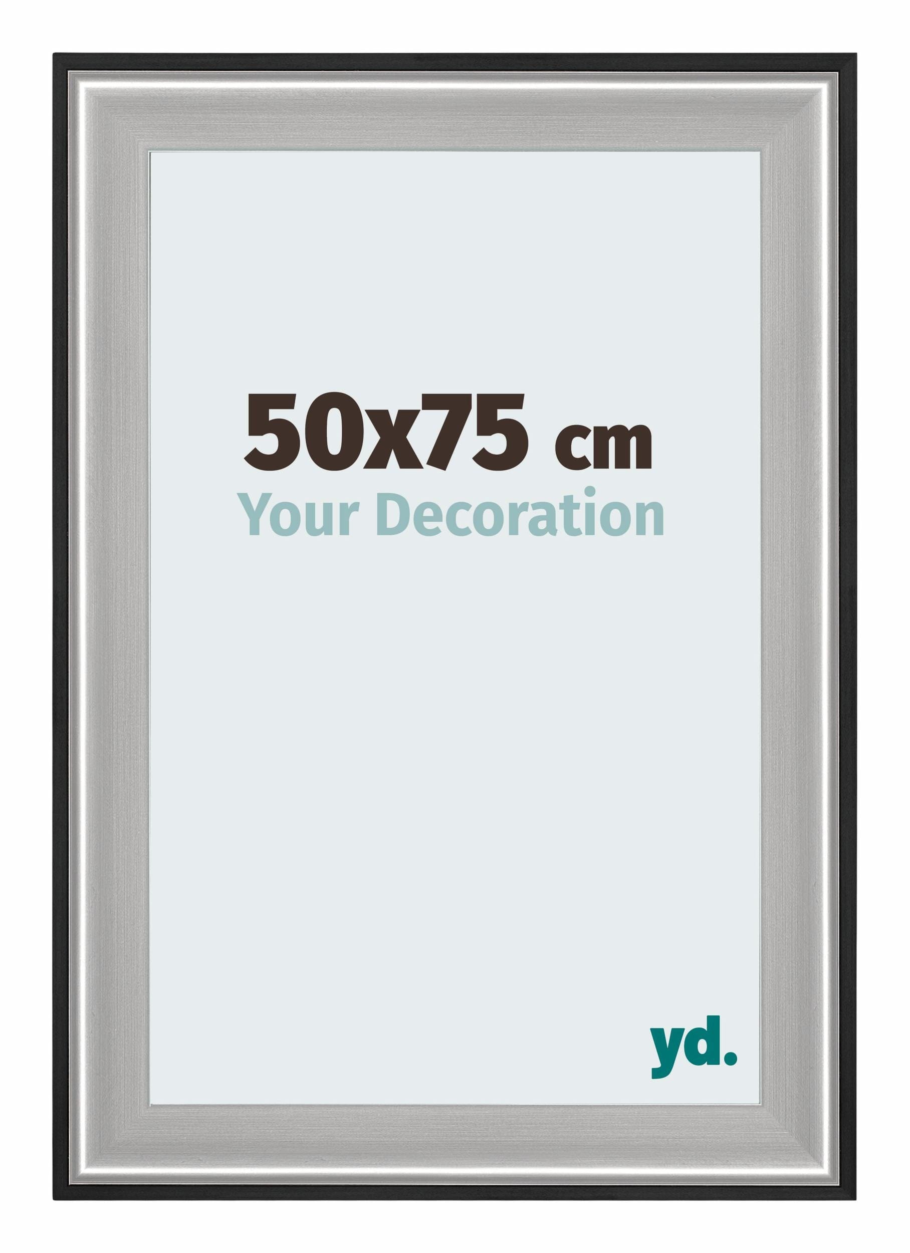 Birmingham Wooden Photo Frame 50x75cm Black Silver Polished Front Size | Yourdecoration.com