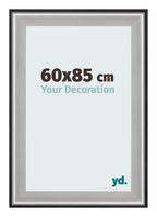 Birmingham Wooden Photo Frame 60x85cm Black Silver Polished Front Size | Yourdecoration.com