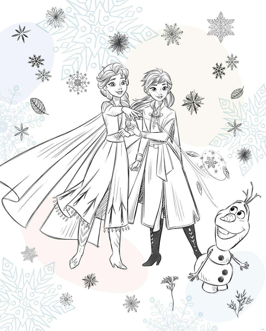 Disney Frozen Sketch Sisters Wall Mural DX4 223 | Yourdecoration.com