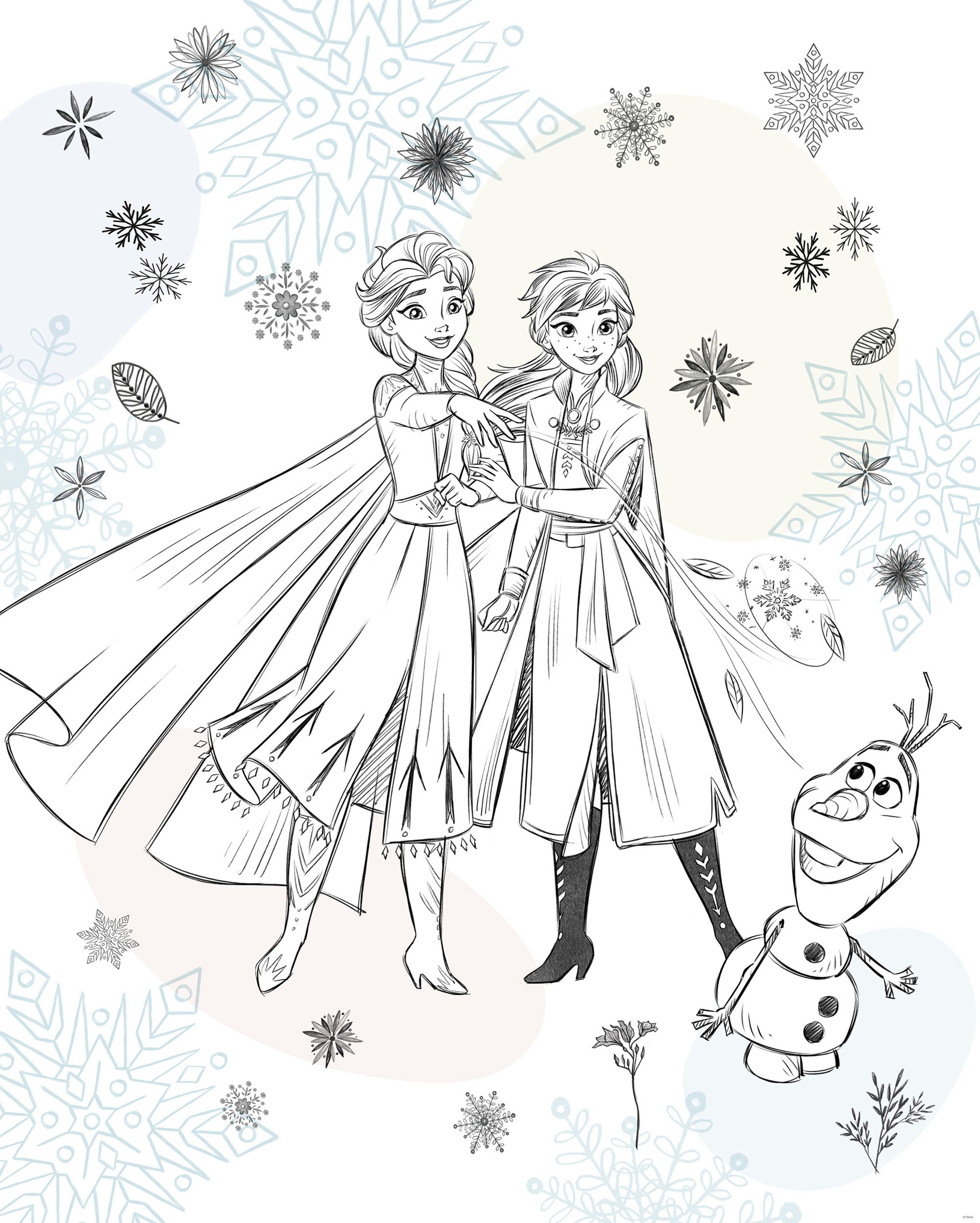 Disney Frozen Sketch Sisters Wall Mural DX4 223 | Yourdecoration.com
