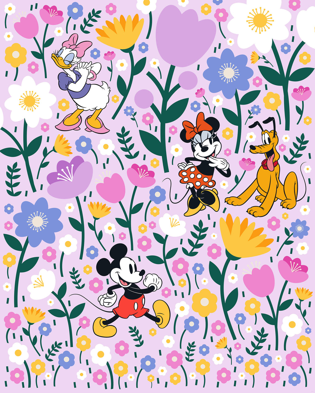 Disney Mickey Mouse and Minnie Mouse Botanical Spring Wall Mural DX4 175 | Yourdecoration.com