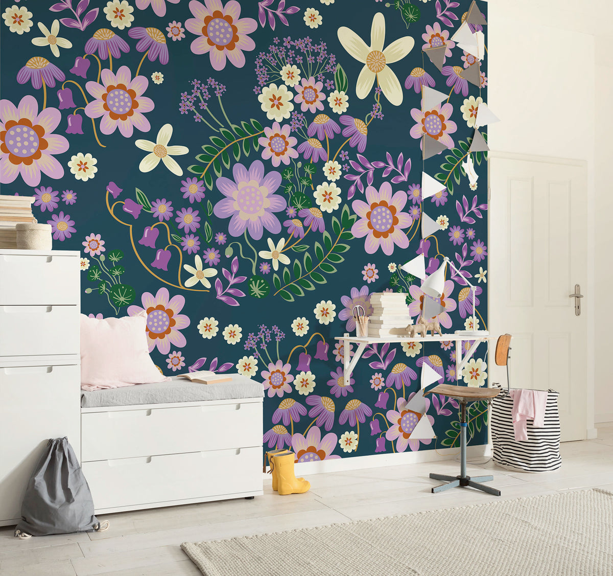 Disney Minnie Mouse Gardening Club Blue Interior Wall Mural DX5 215 | Yourdecoration.com