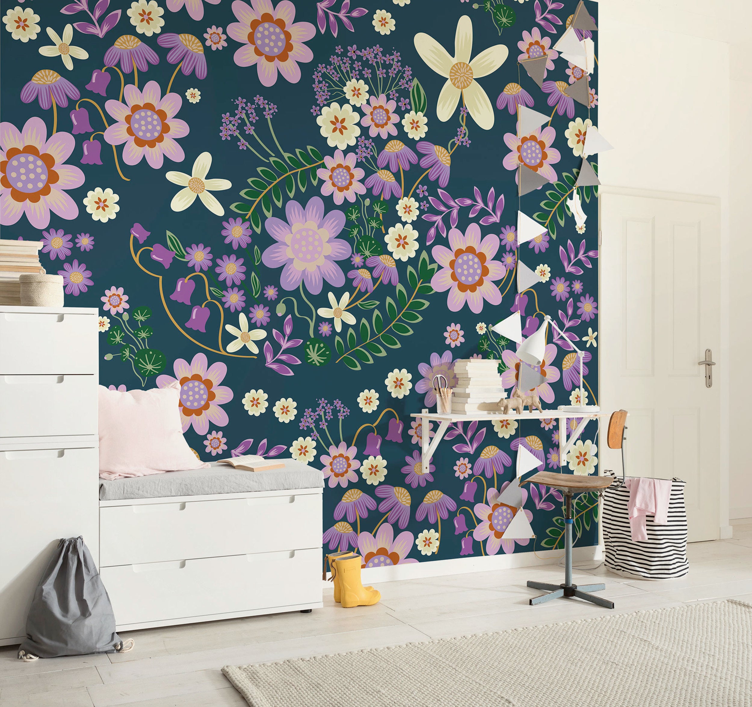 Disney Minnie Mouse Gardening Club Blue Interior Wall Mural DX5 215 | Yourdecoration.com