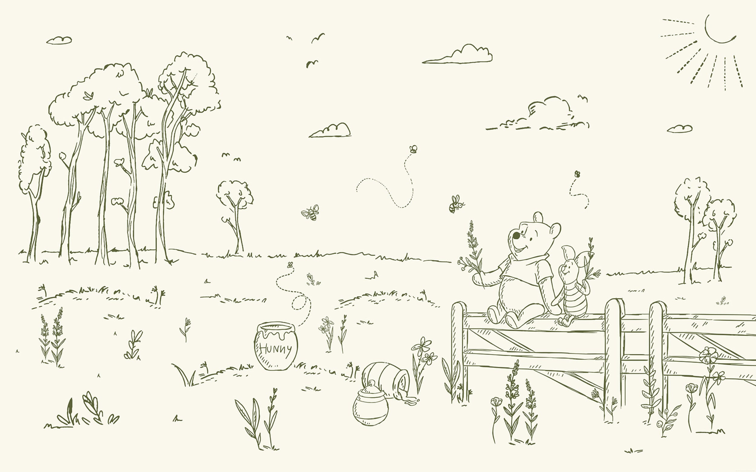 Disney Winnie the Pooh Bee at one with Nature Wall Mural DX8 193 | Yourdecoration.com