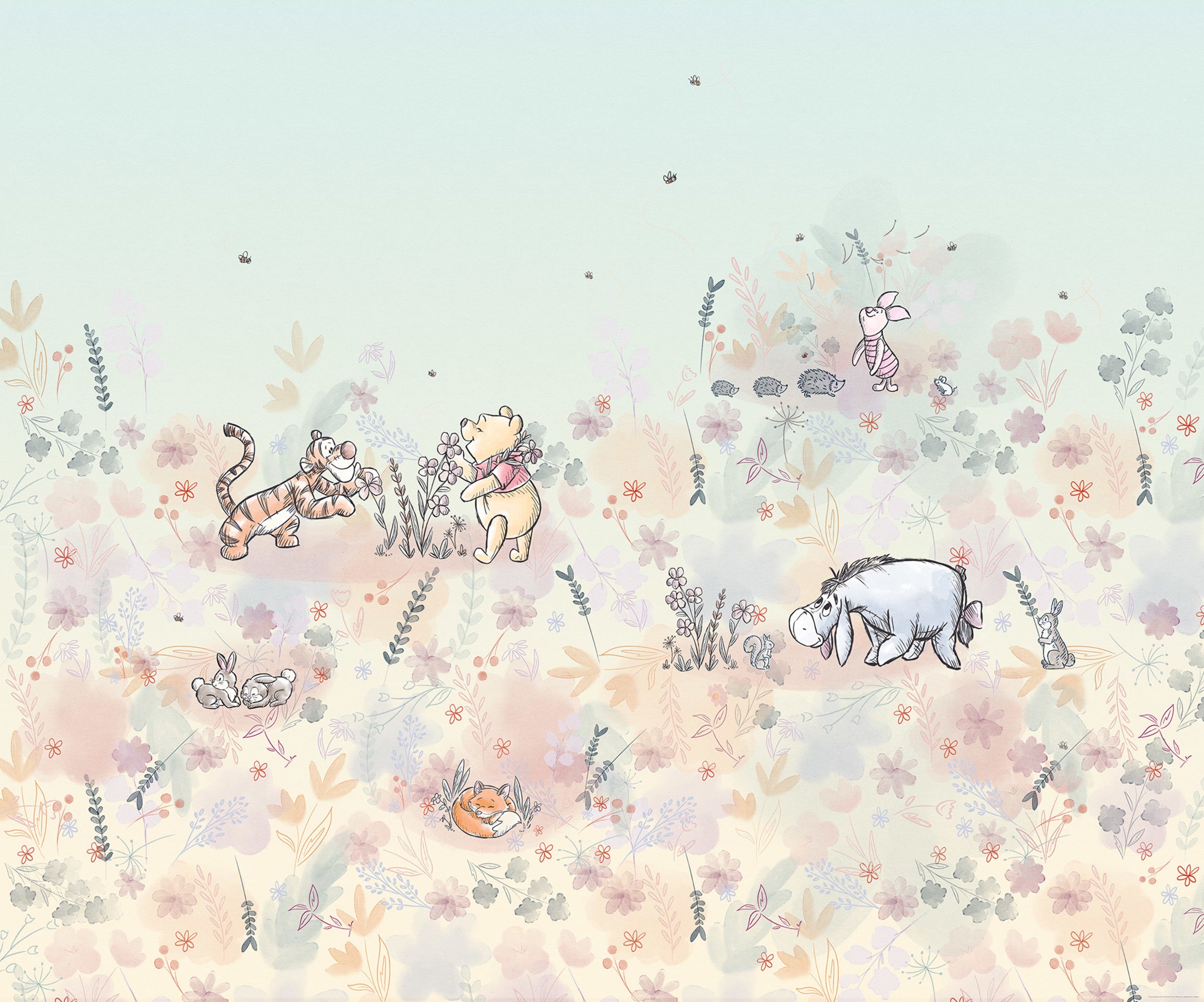 Disney Winnie the Pooh Flowerfield Wall Mural DX6 194 | Yourdecoration.com