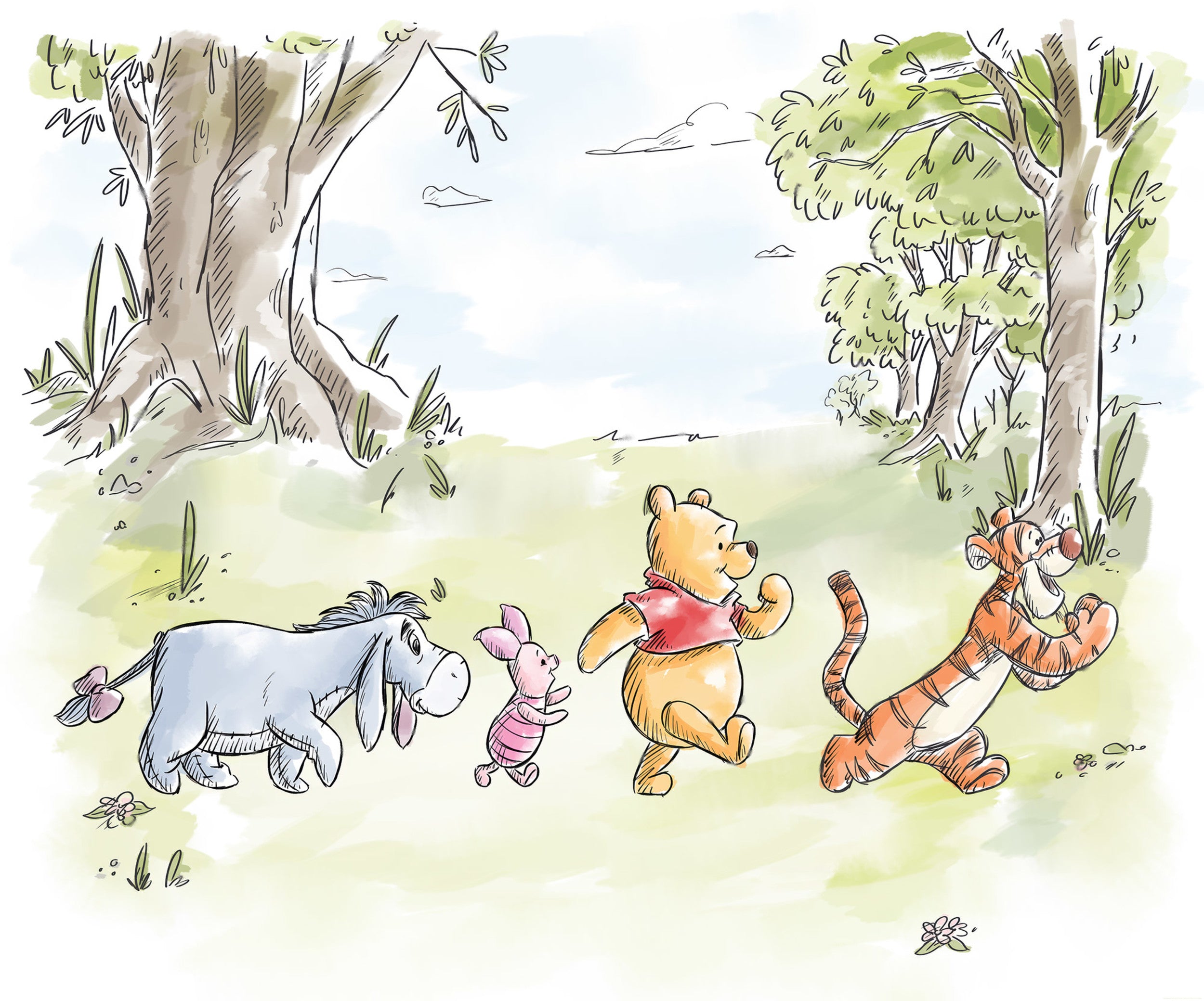 Disney Winnie the Pooh Walk Together Wall Mural DX6 228 | Yourdecoration.com