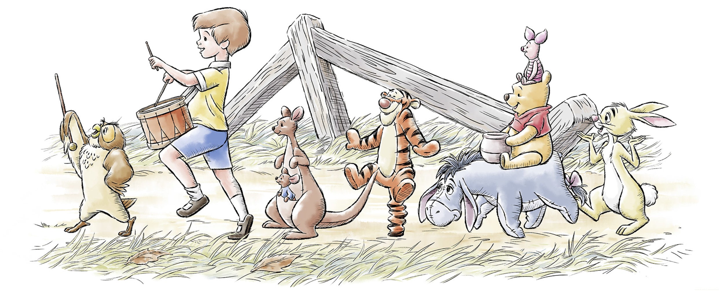 Disney Winnie the Pooh Walk along another Path Wall Mural DX2 172 | Yourdecoration.com