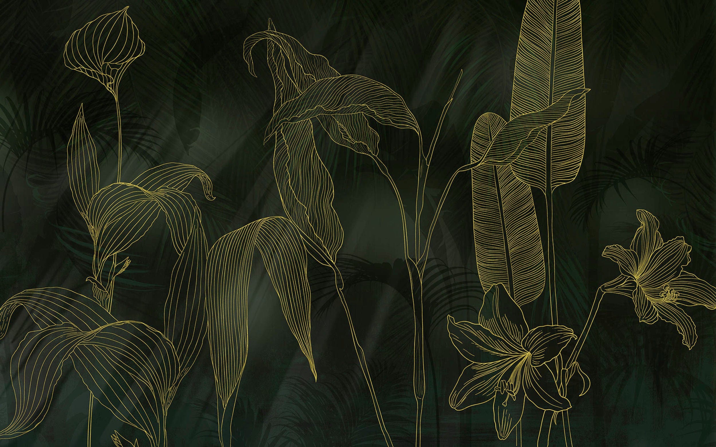 Komar Darkest Green Non Woven Wall Murals 400x250cm 4 panels | Yourdecoration.com