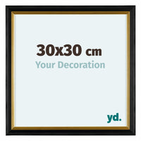 Lincoln Wood Photo Frame 30x30cm Black Gold Front Size | Yourdecoration.com