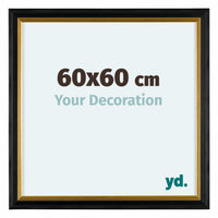 Lincoln Wood Photo Frame 60x60cm Black Gold Front Size | Yourdecoration.com