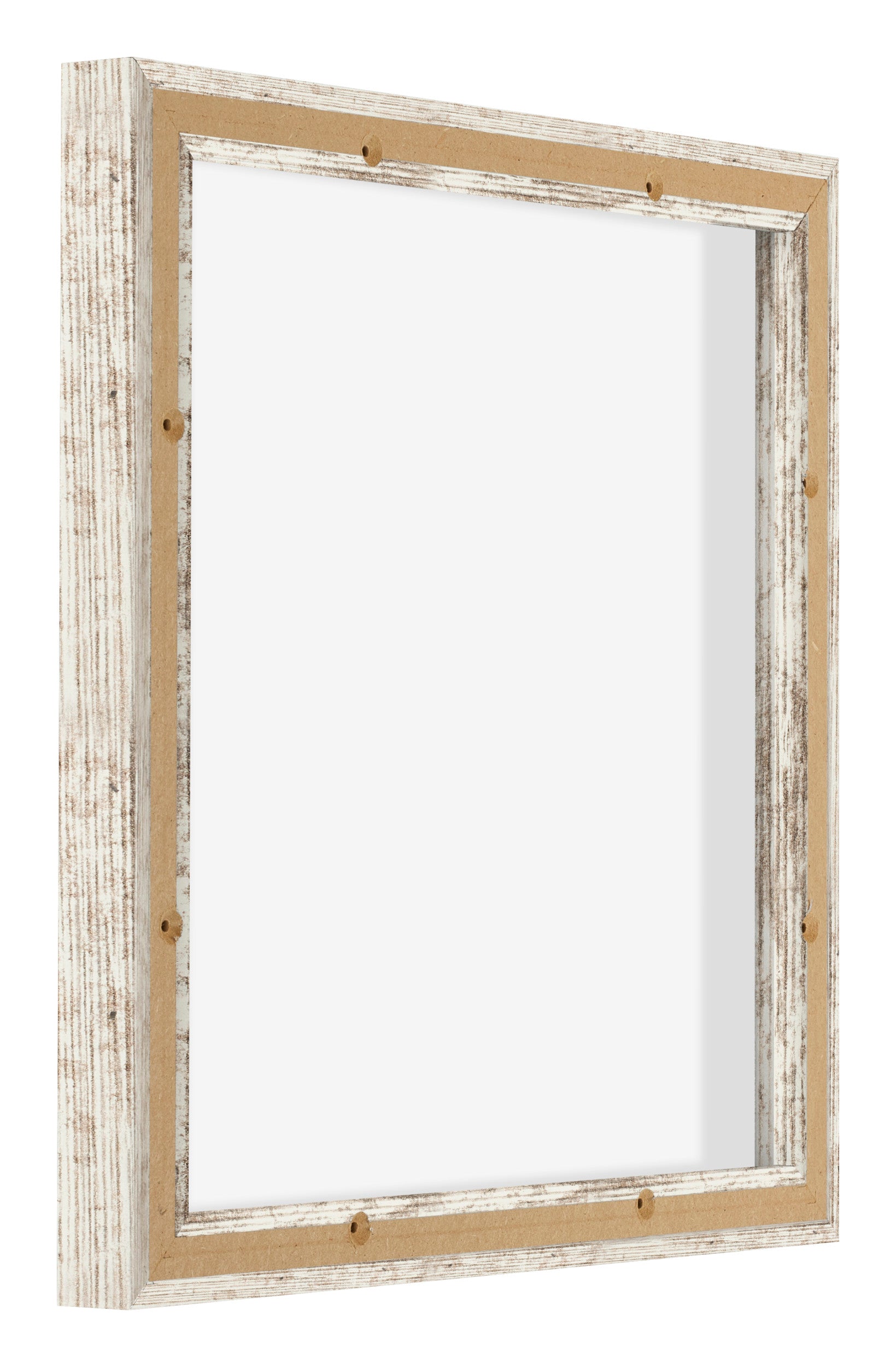 Lyon MDF Canvas Floater Frame 1 1 White Vintage Back Oblique | Yourdecoration.com