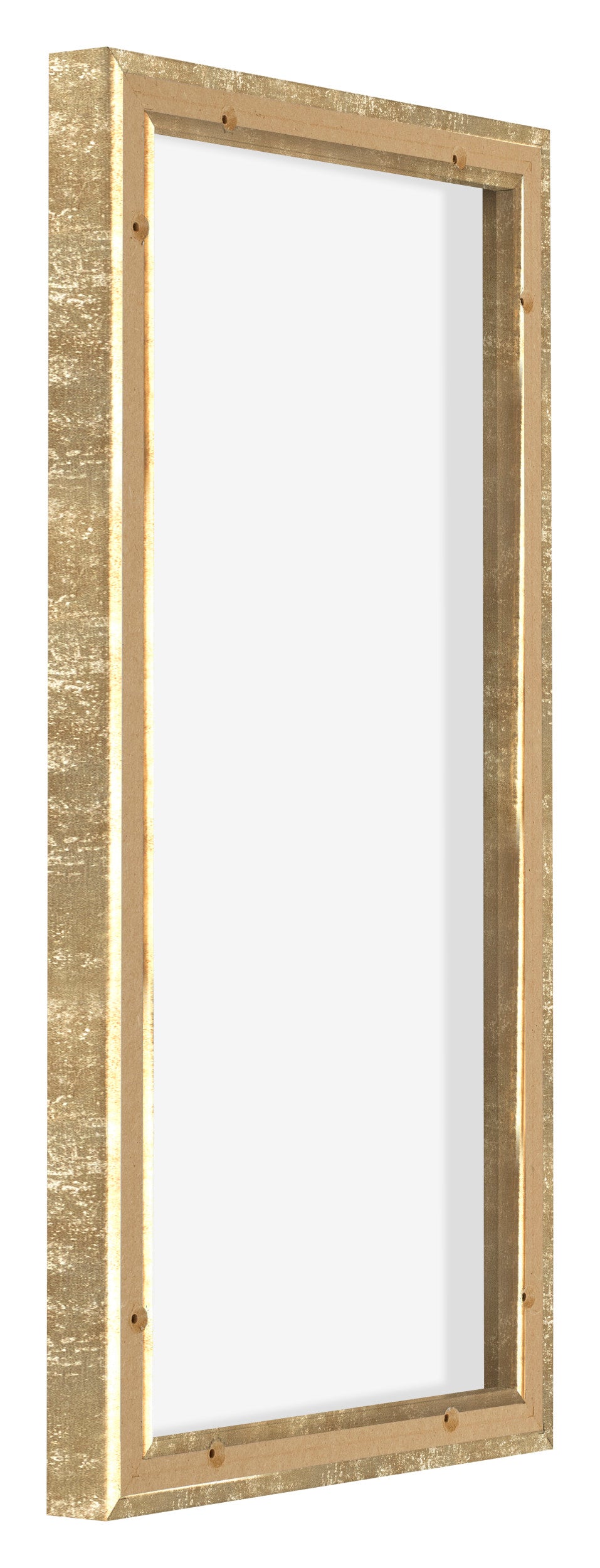 Lyon MDF Canvas Floater Frame 1 2 Gold Antique Back Oblique | Yourdecoration.com