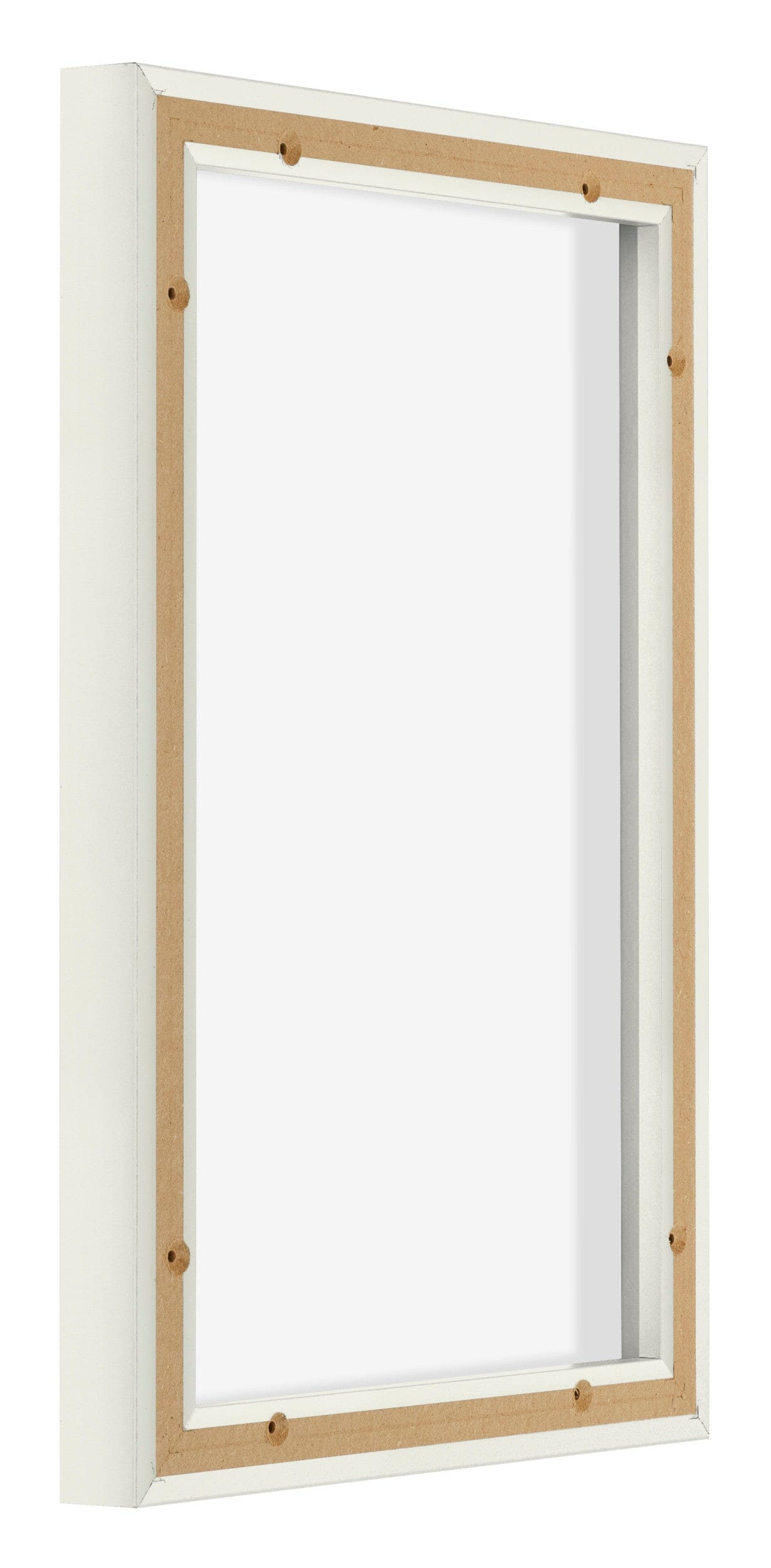 Lyon MDF Canvas Floater Frame 2 3 White Matte Back Oblique | Yourdecoration.com