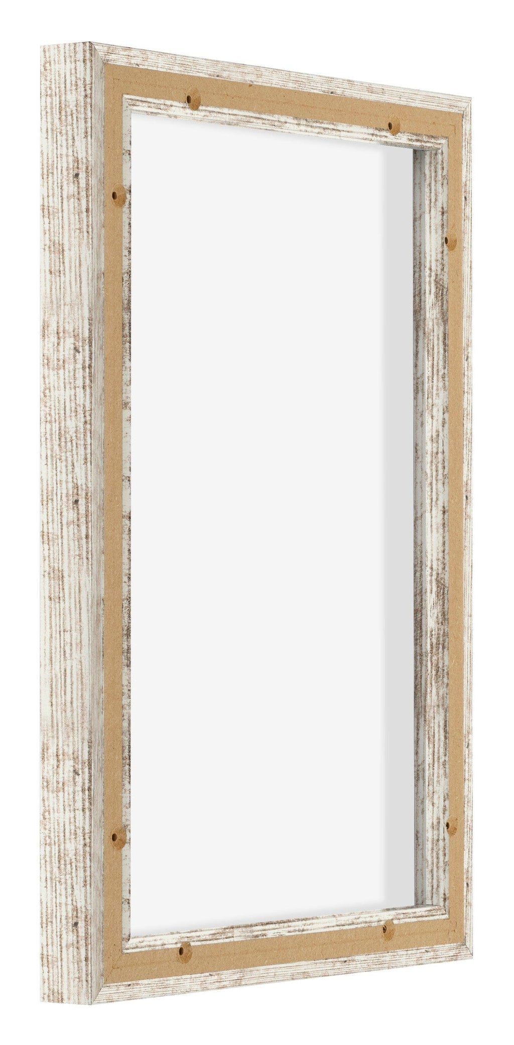 Lyon MDF Canvas Floater Frame 2 3 White Vintage Back Oblique | Yourdecoration.com