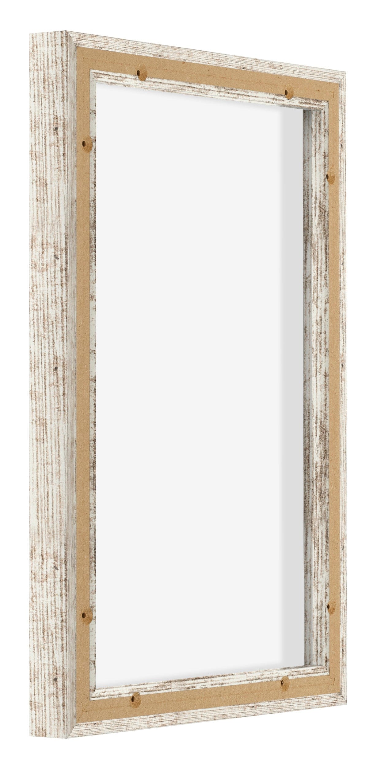 Lyon MDF Canvas Floater Frame 2 3 White Vintage Back Oblique | Yourdecoration.com