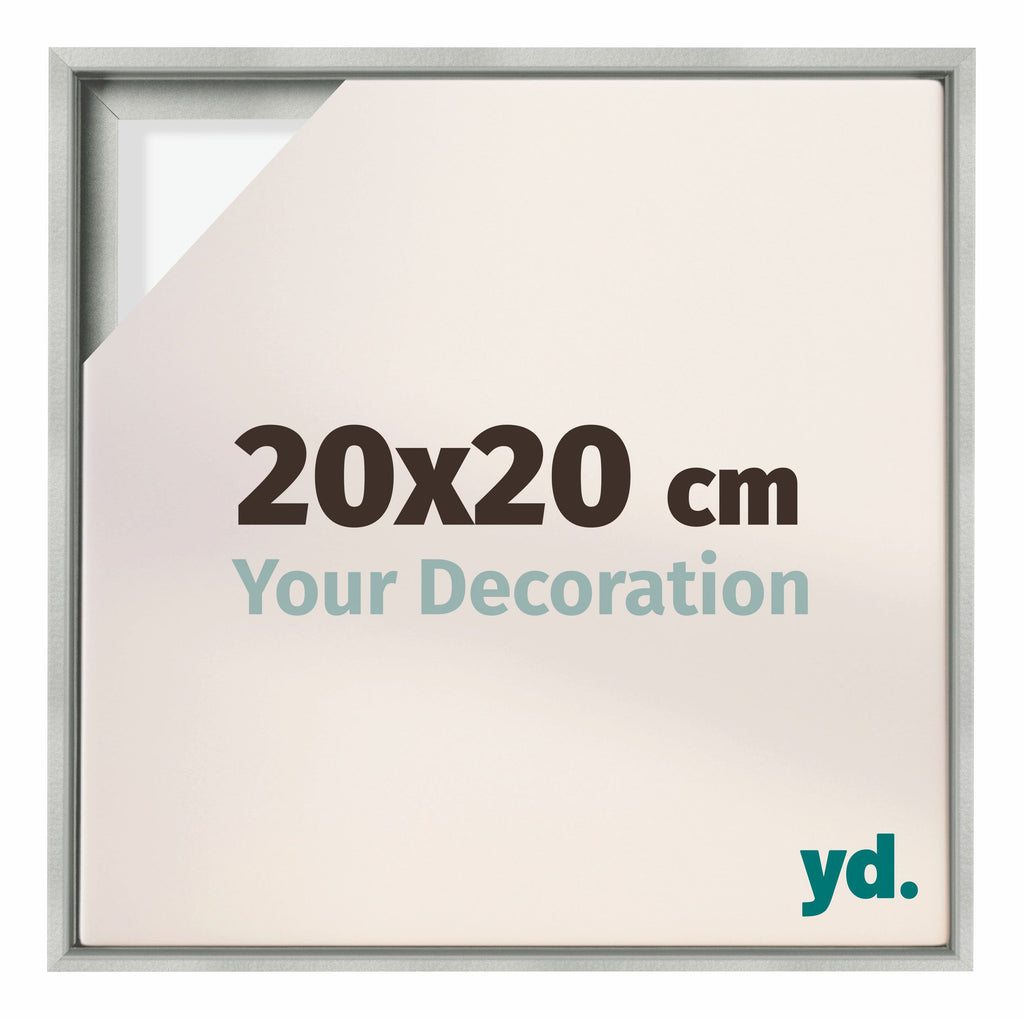 Lyon MDF Canvas Floater Frame 20x20cm Silver Matte Front Size | Yourdecoration.com