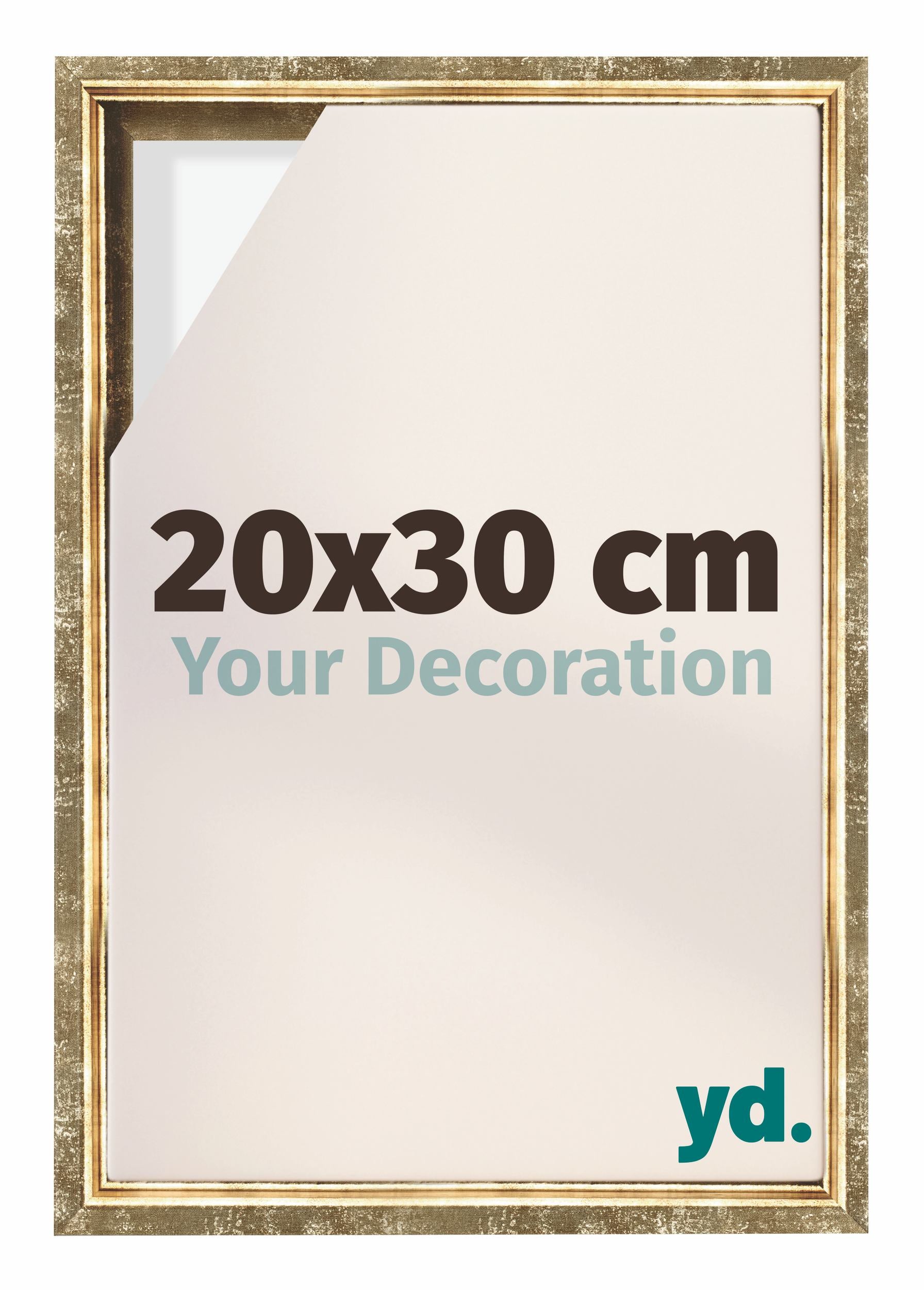 Lyon MDF Canvas Floater Frame 20x30cm Gold Antique Front Size | Yourdecoration.com