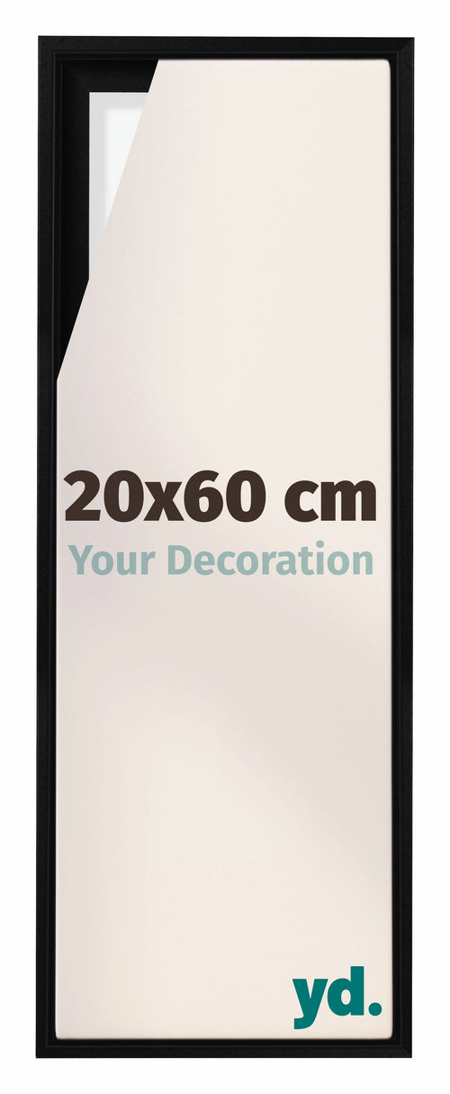 Lyon MDF Canvas Floater Frame 20x60cm Black Matte Front Size | Yourdecoration.com