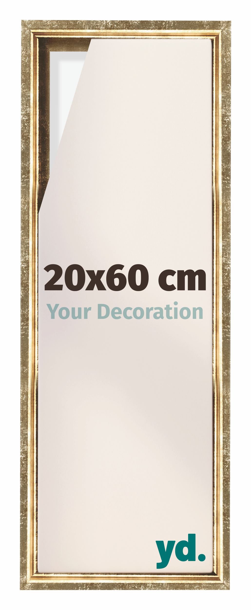Lyon MDF Canvas Floater Frame 20x60cm Gold Antique Front Size | Yourdecoration.com