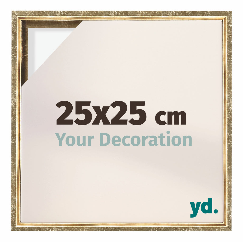 Lyon MDF Canvas Floater Frame 25x25cm Gold Antique Front Size | Yourdecoration.com