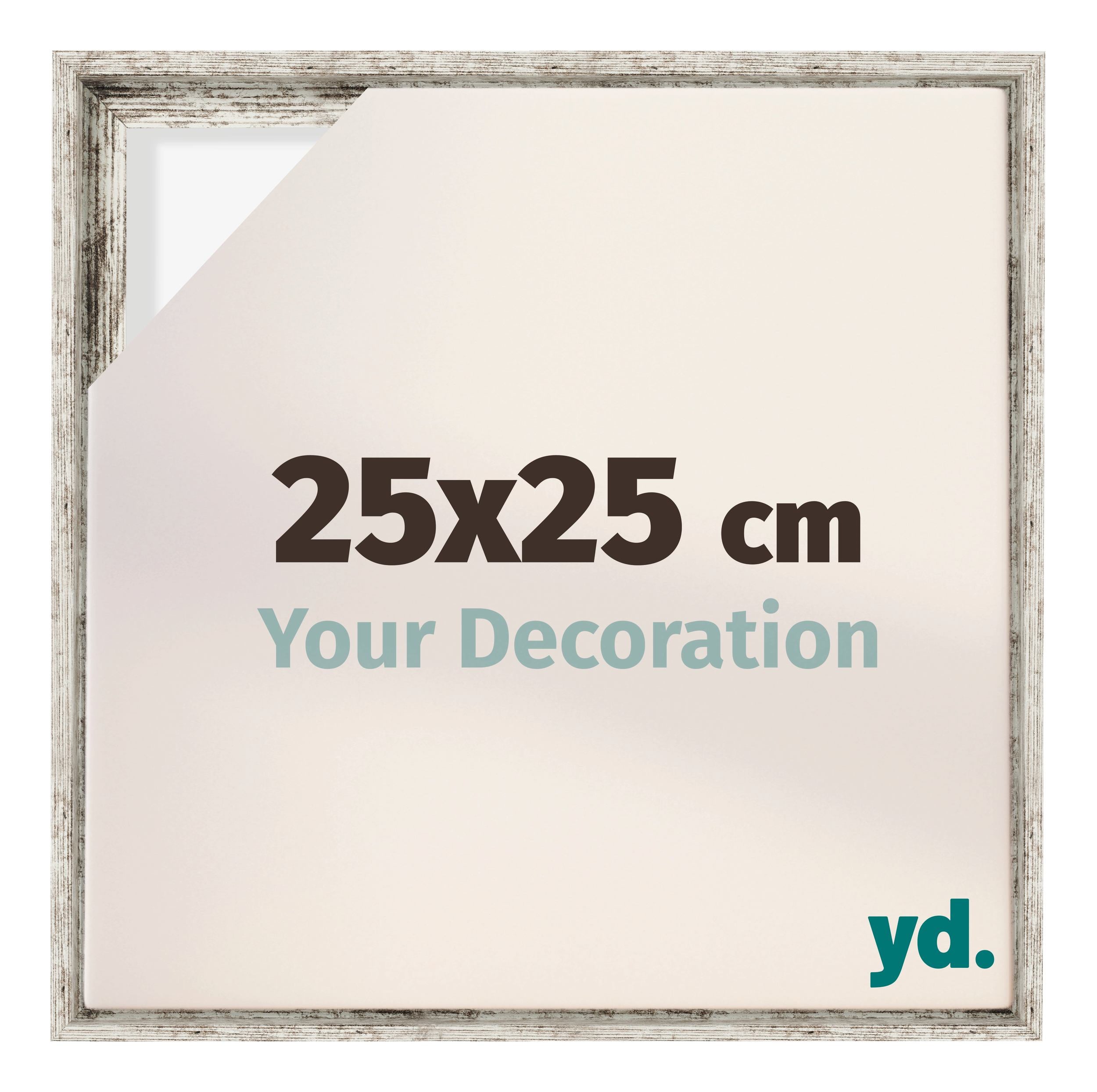 Lyon MDF Canvas Floater Frame 25x25cm White Vintage Voorzijde Maat | Yourdecoration.com
