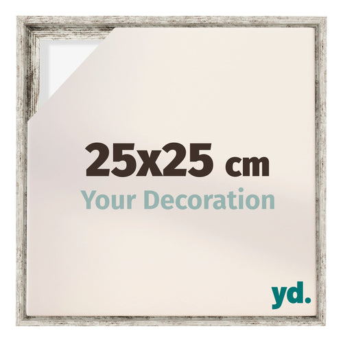 Lyon MDF Canvas Floater Frame 25x25cm White Vintage Voorzijde Maat | Yourdecoration.com