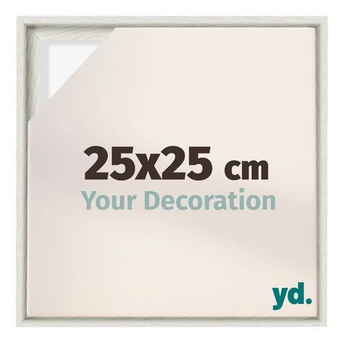 Lyon MDF Canvas Floater Frame 25x25cm White Wash Voorzijde Maat | Yourdecoration.com
