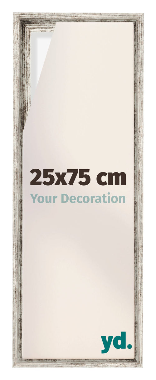 Lyon MDF Canvas Floater Frame 25x75cm White Vintage Voorzijde Maat | Yourdecoration.com