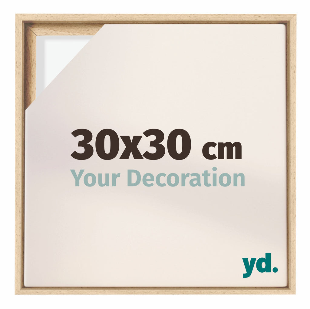 Lyon MDF Canvas Floater Frame 30x30cm Beech Front Size | Yourdecoration.com