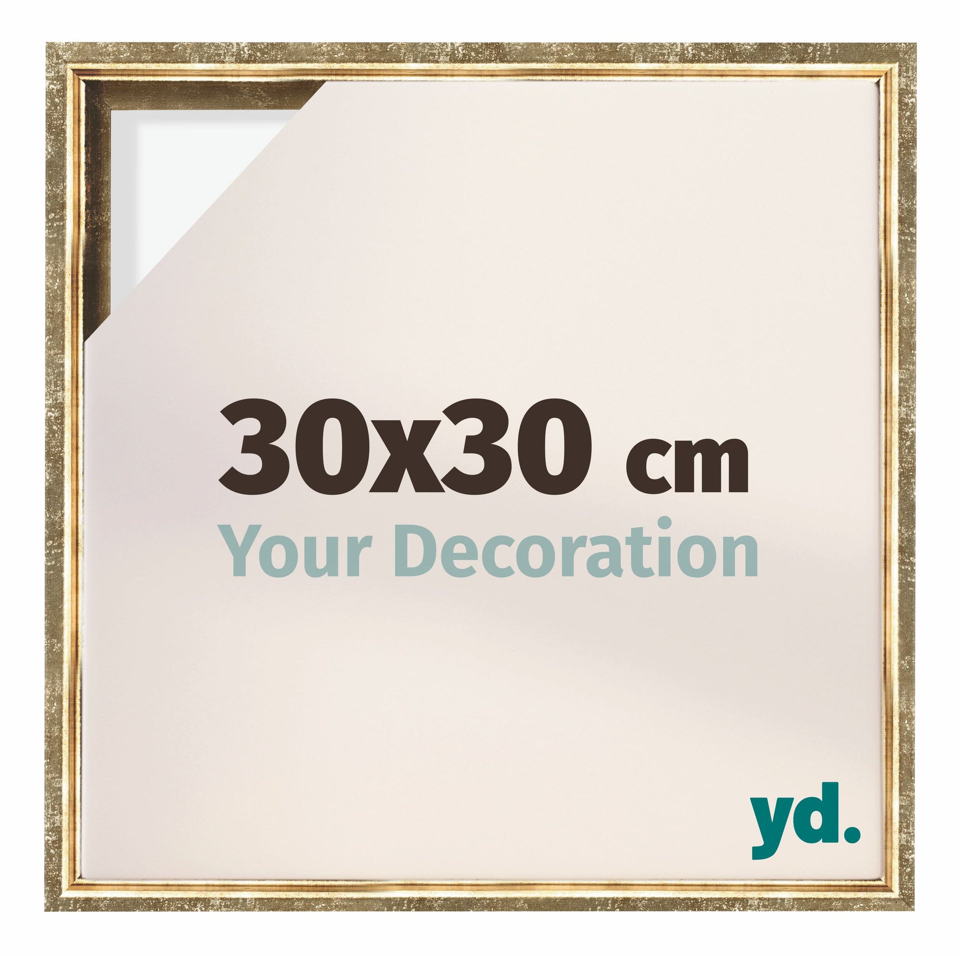 Lyon MDF Canvas Floater Frame 30x30cm Gold Antique Front Size | Yourdecoration.com