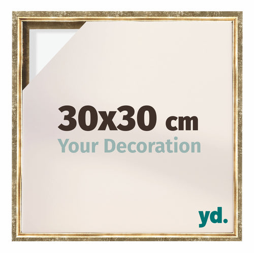 Lyon MDF Canvas Floater Frame 30x30cm Gold Antique Front Size | Yourdecoration.com