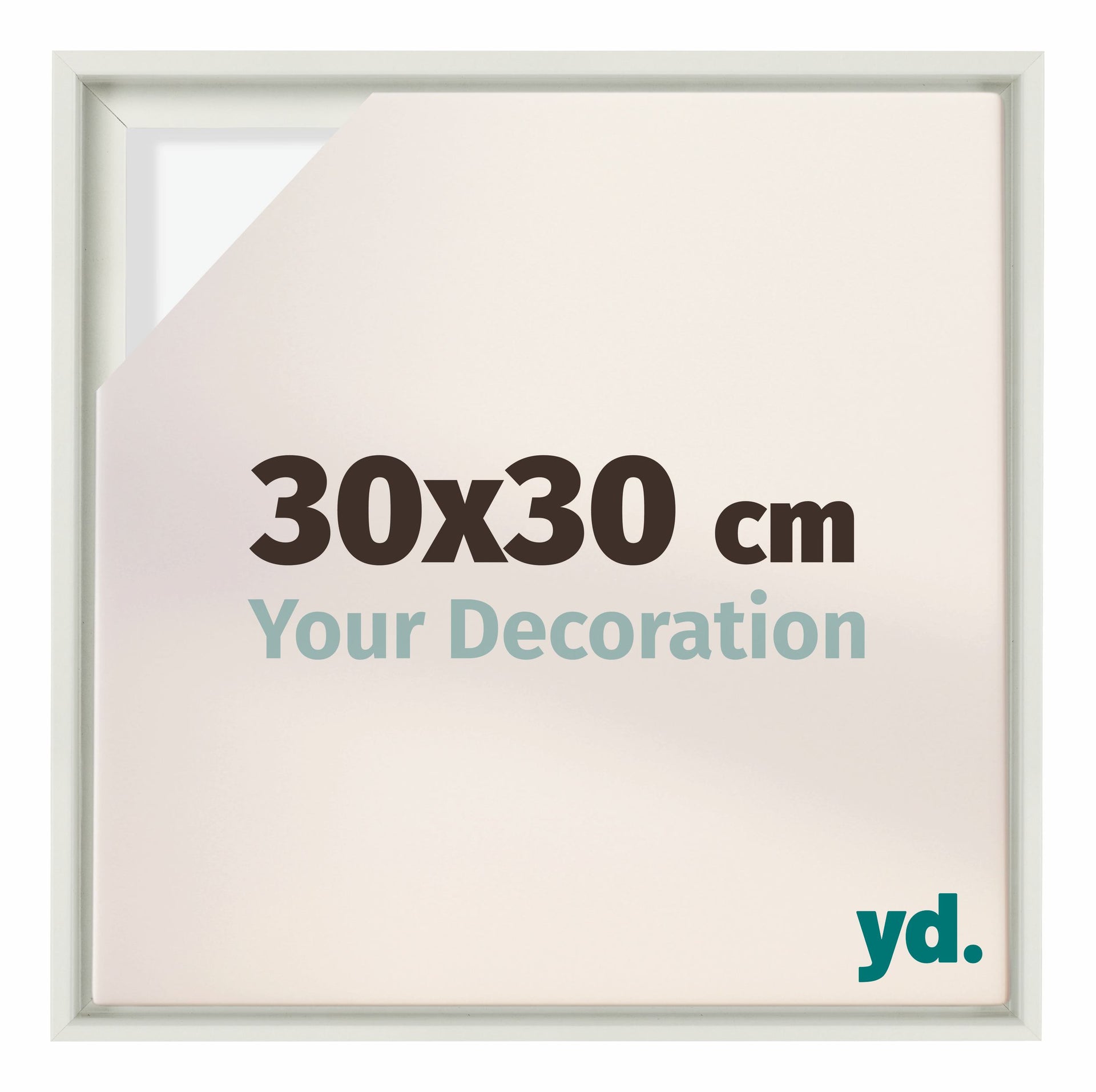 Lyon MDF Canvas Floater Frame 30x30cm White Matte Front Size | Yourdecoration.com