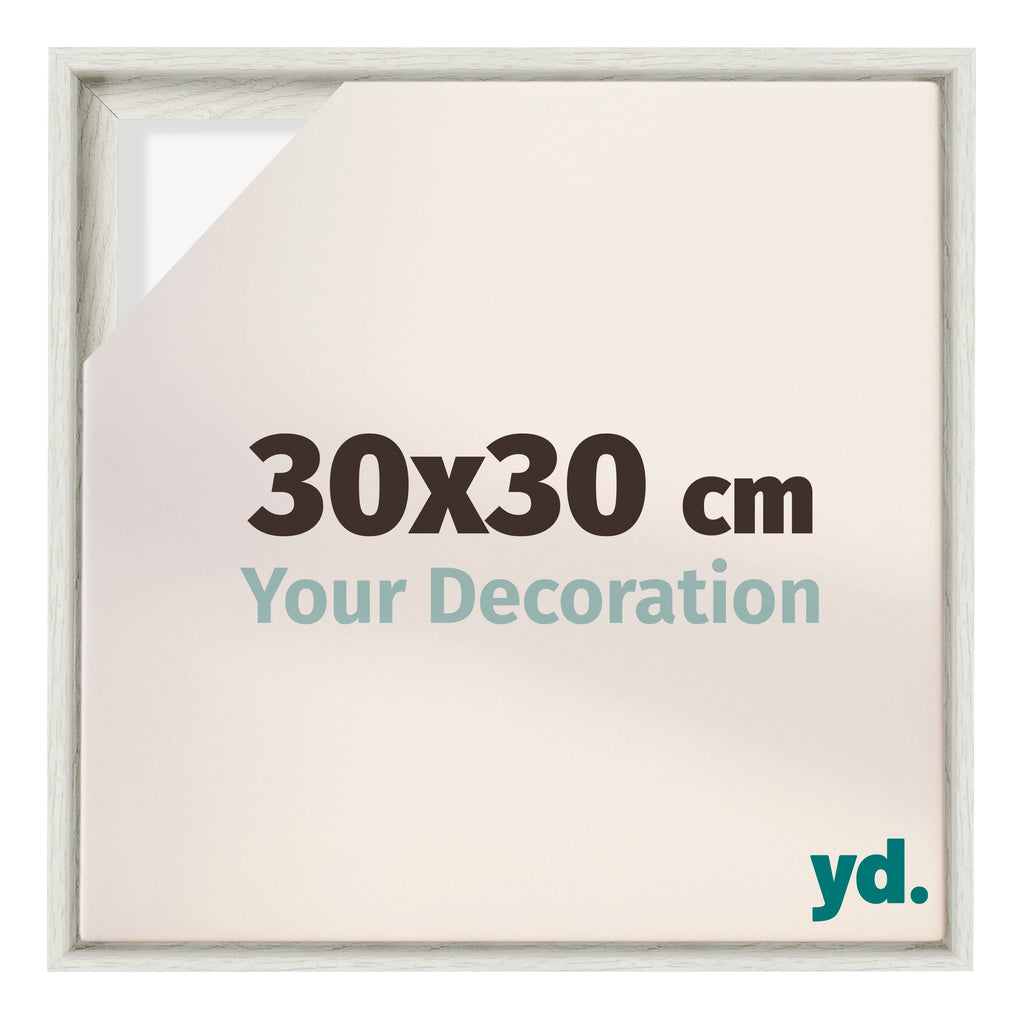 Lyon MDF Canvas Floater Frame 30x30cm White Wash Voorzijde Maat | Yourdecoration.com